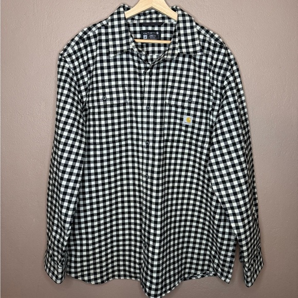 Carhartt Other - Carhartt Men's Loose Fit Plaid Flannel Long Sleeve Black & White Button Up XL